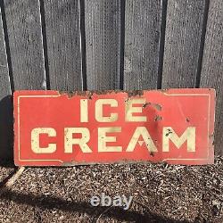 Vintage Double Sided Porcelain Ice Cream Sign 48x18