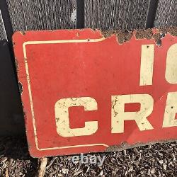 Vintage Double Sided Porcelain Ice Cream Sign 48x18