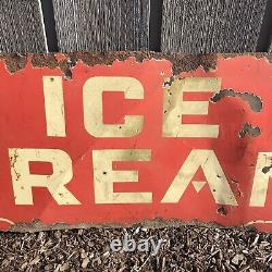 Vintage Double Sided Porcelain Ice Cream Sign 48x18