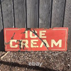 Vintage Double Sided Porcelain Ice Cream Sign 48x18