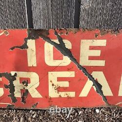 Vintage Double Sided Porcelain Ice Cream Sign 48x18