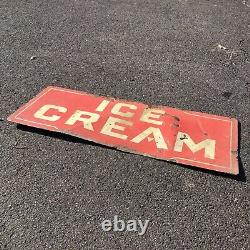 Vintage Double Sided Porcelain Ice Cream Sign 48x18