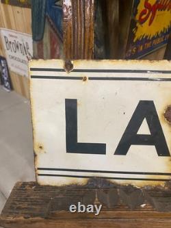 Vintage Double Sided Porcelain LADIES Rest Room Sign 20 x 8 GAS OIL SODA COLA
