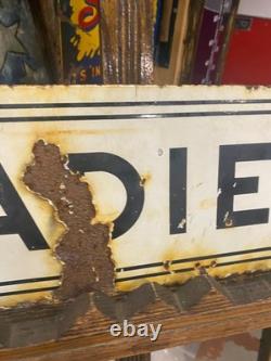 Vintage Double Sided Porcelain LADIES Rest Room Sign 20 x 8 GAS OIL SODA COLA