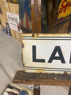 Vintage Double Sided Porcelain LADIES Rest Room Sign 20 x 8 GAS OIL SODA COLA