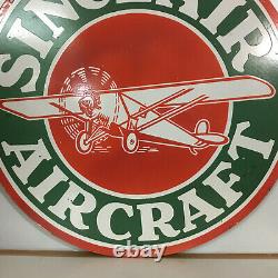 Vintage Double Sided Sinclair Aircraft Gas & Oil Porcelain Enamel Sign