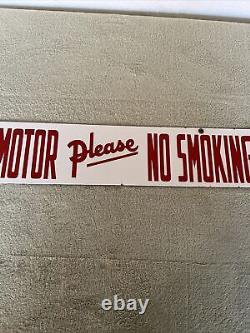 Vintage Double Sided Stop Your Motor No Smoking Please Porcelaine Sign 30x 5
