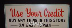 Vintage Double Sided Store Wood Credit Sign 24 x 30 Hand Painted