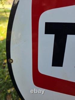 Vintage Double Sided Trust Texaco Products Porcelain Gas Station Sign 24