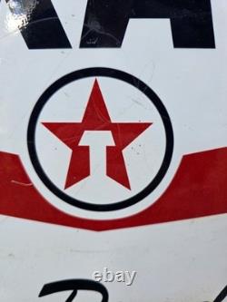 Vintage Double Sided Trust Texaco Products Porcelain Gas Station Sign 24