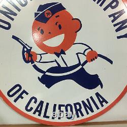 Vintage Double Sided Union Oil Company of California Gas Porcelain Enamel Sign