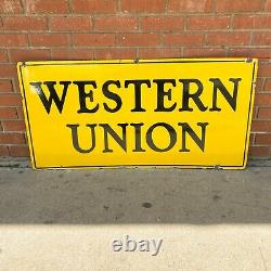 Vintage Double-Sided Western Union Porcelain Sign