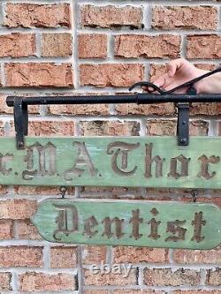 Vintage Double-Sided Wood Dentist Sign