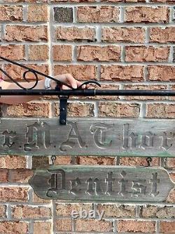 Vintage Double-Sided Wood Dentist Sign
