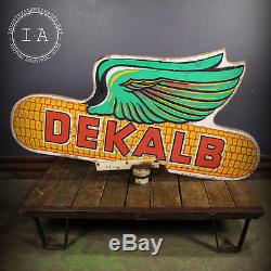 Vintage Double Sided Wooden DeKalb Winged Ear Advertising Sign