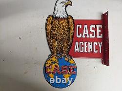 Vintage Double-sided Case Agency Eagle Tractors Porcelain Enamel Farm Metal Sign