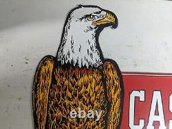 Vintage Double-sided Case Agency Eagle Tractors Porcelain Enamel Farm Metal Sign