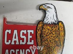 Vintage Double-sided Case Agency Eagle Tractors Porcelain Enamel Farm Metal Sign