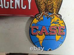 Vintage Double-sided Case Agency Eagle Tractors Porcelain Enamel Farm Metal Sign