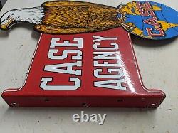 Vintage Double-sided Case Agency Eagle Tractors Porcelain Enamel Farm Metal Sign