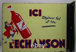 Vintage Double-sided Enamel Sign L'echanson French