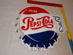 Vintage Drink Pepsi Cola Diecut 14 Metal Soda Pop Gasoline Oil Flange Sign M173