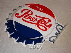 Vintage Drink Pepsi Cola Diecut 14 Metal Soda Pop Gasoline Oil Flange Sign M173