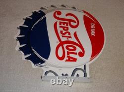 Vintage Drink Pepsi Cola Diecut 14 Metal Soda Pop Gasoline Oil Flange Sign M173