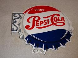 Vintage Drink Pepsi Cola Diecut 14 Metal Soda Pop Gasoline Oil Flange Sign M173