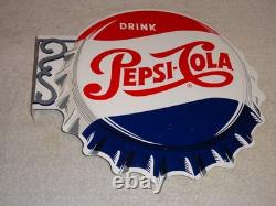 Vintage Drink Pepsi Cola Diecut 14 Metal Soda Pop Gasoline Oil Flange Sign M173