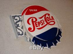 Vintage Drink Pepsi Cola Diecut 14 Metal Soda Pop Gasoline Oil Flange Sign M173