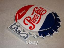 Vintage Drink Pepsi Cola Diecut 14 Metal Soda Pop Gasoline Oil Flange Sign M173