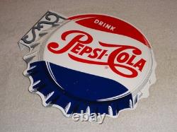 Vintage Drink Pepsi Cola Diecut 14 Metal Soda Pop Gasoline Oil Flange Sign M173