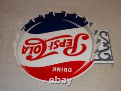 Vintage Drink Pepsi Cola Diecut 14 Metal Soda Pop Gasoline Oil Flange Sign M173