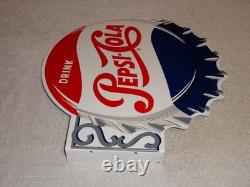 Vintage Drink Pepsi Cola Diecut 14 Metal Soda Pop Gasoline Oil Flange Sign M173