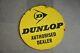 Vintage Dunlop Authorised Dealer Double Sided Ad Porcelain Enamel Signboard