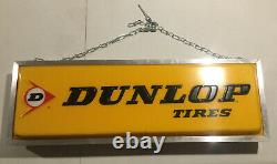 Vintage Dunlop Motorcycle Tires Double Sided Hanging Showroom Garage Dealer Sign