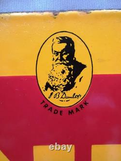 Vintage Dunlop Stock Porcelain Double Sided Enamel Sign 18x12 Tire Tyres Garage