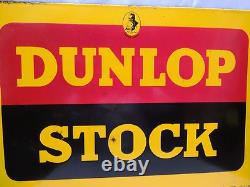 Vintage Dunlop Stock Porcelain Double Sided Enamel Sign 18x12 Tire Tyres Garage