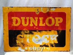 Vintage Dunlop Stock Porcelain Double Sided Enamel Sign 18x12 Tire Tyres Garage