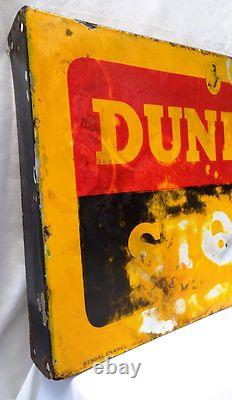 Vintage Dunlop Stock Porcelain Double Sided Enamel Sign 18x12 Tire Tyres Garage