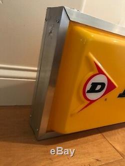 Vintage Dunlop Tires Double Sided Lighted 1970s Dealer Sign Double Sided