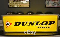 Vintage Dunlop Tires Double Sided Lighted Embossed Dealer Sign