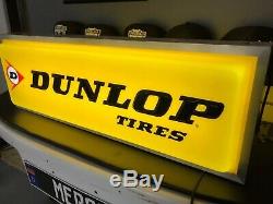Vintage Dunlop Tires Double Sided Lighted Embossed Dealer Sign