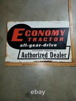 Vintage ECONOMY TRACTOR all gear drive Authorized Dealer Metal Sign Double Sided