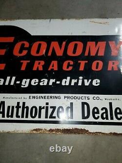 Vintage ECONOMY TRACTOR all gear drive Authorized Dealer Metal Sign Double Sided