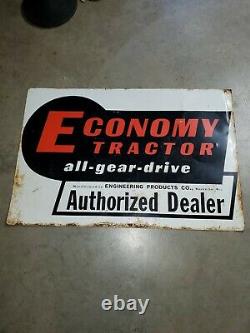 Vintage ECONOMY TRACTOR all gear drive Authorized Dealer Metal Sign Double Sided