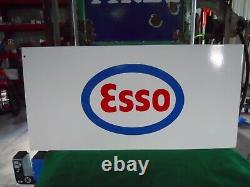Vintage ESSO Gas & Oil Double-Sided PORCELAIN Service-Gas Station Sign 36 x 18