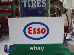 Vintage ESSO Gas & Oil Double-Sided PORCELAIN Service-Gas Station Sign 36 x 18