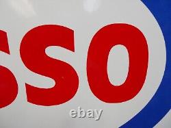 Vintage ESSO Gas & Oil Double-Sided PORCELAIN Service-Gas Station Sign 36 x 18